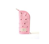 Debenhams Women's Standing Makeup Brush Case - Ditsy Cherries Pink Embroidered Velvet