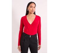 Principles Women's Wrap Ruched Side Long Sleeve Jersey Top in Dark Red | Size: 20 Principles Dark Red 20
