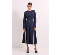 Debenhams Zip Front Contrast Detail Ponte Midi Dress In Navy navy