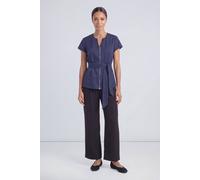Debenhams Zip Front Peplum Tie Waist Top In Navy navy