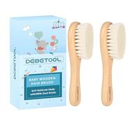 DEBETOOL Baby Hair Brush, 2 Packs - Natural Wooden Brush with Premium Goat Bristle, Ideal for Newborns & Toddlers, Promotes Healthy Hair Growth, Prevents Scalp Irritation, Off-white