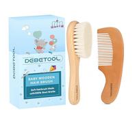 DEBETOOL Baby Hair Bush and Comb Set - Wooden Baby Hair Brush Set with Soft Goat Bristle and Baby Comb for Newborns & Toddlers, Ideal for Promotes Healthy Hair Growth, Cradle Cap
