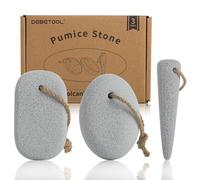 DEBETOOL Pumice Stone for Feet Dead Skin Removal - 3-Pack Natural Volcanic Pumice Stone Set (Round, Oval, Cone) with Hanging Rope & Travel Box | Hard Skin & Callus Remover for Heels, Toes,