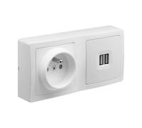 Debflex 746823 Combination Blok PC 2P+T 16A + USB Double 2.1A White Sailing
