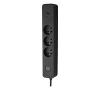 DEBFLEX - Power Strip with Switch - 3 Sockets 2P+T 16A + 1 USB-A + 1 USB-C 3.4A - Ideal for Multiple Ports - Cable 1.5m - Black