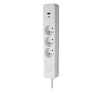 DEBFLEX - Power Strip with Switch - 3 Sockets 2P+T 16A + 1 USB-A + 1 USB-C 3.4A - Ideal for Multiple Ports - Cable 1.5m - White