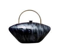 DEBIMY Cute Acrylic Shell Shaped Clutch Purse Small Evening Handbags for Women Wedding Party Prom CrossBody Bag, Black, 8.5 x 3.3 x 4.3 inches