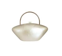DEBIMY Cute Acrylic Shell Shaped Clutch Purse Small Evening Handbags for Women Wedding Party Prom CrossBody Bag, Beige