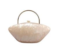 DEBIMY Cute Acrylic Shell Shaped Clutch Purse Small Evening Handbags for Women Wedding Party Prom CrossBody Bag, Apricot