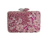 DEBIMY Dazzling Flower Rhinestone Evening Bag Wedding Cocktail Party Clutch Handbags Elegant Women Crystal Purses, Rose Red