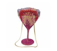 DEBIMY Gorgeous Flower Goblet Shape Rhinestone Clutch Prom Purse Crystal Diamond Shoulder Bag for Women Wedding Party, Multi Pink