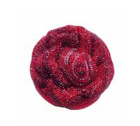 DEBIMY Luxury 3D Rose Flower Clutch Purse for Women Full Crystal Handbag Party Diamond Evening Bag Mini Wedding Purse, Red