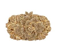 DEBIMY Rose Flower Crystal Purses Sparkly Rhinestone Evening Clutch for Women Wedding Party Cocktail Handbags, Dark Gold