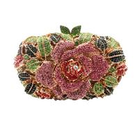 DEBIMY Rose Flower Crystal Purses Sparkly Rhinestone Evening Clutch for Women Wedding Party Cocktail Handbags, Gold Colorful