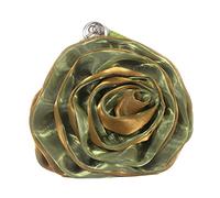 DEBIMY Rose Shaped Evening Bag Soft Satin Clutch Purse Floral Wristlet Handbag for Women Wedding Party Purse, Military Green
