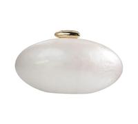 DEBIMY Shell Acrylic Evening Clutch Purse for Women Egg Shape Acrylic Handbags Oval Wedding Party Shoulder Crossbody Bag, Ivory Pearl