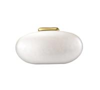 DEBIMY Shell Acrylic Evening Clutch Purse for Women Egg Shape Acrylic Handbags Oval Wedding Party Shoulder Crossbody Bag, White Beige