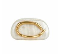 DEBIMY Women Acrylic Clutch Box Metal Handle Evening Bag Trendy Ladies Shoulder Crossbody Purse for Wedding Party Causal, Beige