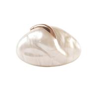 DEBIMY Women Metal Decor Egg Acrylic Clutch Chic Marbling Evening Bag Shell Purse Crossbody Bag for Party Prom Casual, Beige