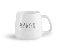 DEBINGY Ceramic Fruit Cup Ceramic Coffee Cup Reiki Symbol Japanese Yoga Studio Relaxation Massage （14oz/400ml） for Home or Work