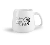 DEBINGY Ceramic Fruit Cup Ceramic Coffee Cup Spanish Woman Cutting Hair Changed His Life Hair Salon Woman Hair Nail Salon （14oz/400ml） for Office, Home