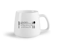 DEBINGY Ceramic Fruit Cup Ceramic Mug Cup Islam Bismillah Food Dua Calligraphy Restaurant Kitchen （14oz/400ml） for Home and Office