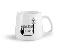 DEBINGY Ceramic Fruit Cup Ceramic Mug Cup Learning Quotes Knowledge is Power Inspirational Phrases Brain （14oz/400ml） for Home or Work