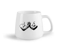 DEBINGY Ceramic Fruit Cup Ceramic Mug Cup Strong Muscular Man Exercising His Hands Teamwork in Studio （14oz/400ml） for Home or Work