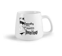 DEBINGY Ceramic Fruit Cup Ceramic Mug Cup Wash Clothes Today Or Tomorrow Quote Bathroom Sex Appeal Woman （14oz/400ml） for Office, Home