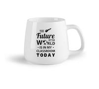 DEBINGY Ceramic Fruit Cup Coffee and Tea Cups Future World Famous Quotes Learning Education Inspirational Knowledge Teachers Room （14oz/400ml） for Home and Office