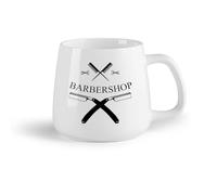 DEBINGY Ceramic Fruit Cup Coffee Cup Barber Shop Razor Comb Barber Logo Hair Salon （14oz/400ml） Humorous Gift for Coffee Lovers, Work Besties, Coworkers & Friends