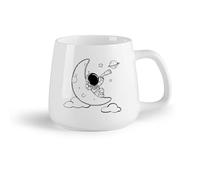 DEBINGY Ceramic Fruit Cup Coffee Mug, Cartoon Astronaut On The Moon Baby Astronomy Outer Space Sky Stars （14oz/400ml） Restaurant, Office