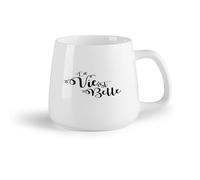 DEBINGY Ceramic Fruit Cup Coffee Mugs Tea Coffee Mug Cups La Vie Est Belle French Quotes （14oz/400ml） Dishwasher Microwave Safe,for Office and Home