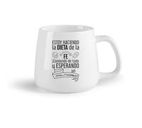 DEBINGY Ceramic Fruit Cup Cool Mugs and Cups Estoy Haciendo La Dieta De La Fe Spanish Kitchen Restaurant （14oz/400ml） Dishwasher Safe