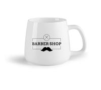 DEBINGY Ceramic Fruit Cup Cool Mugs and Cups Simple Hair Salon Barber Shop Logo Scissors Beard Pattern （14oz/400ml） Restaurant, Office