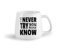 DEBINGY Ceramic Fruit Cup Hot Chocolate Cups If You Don't Try You'll Never Know Inspirational Motivational Quote （14oz/400ml） Nice Xmas Gift