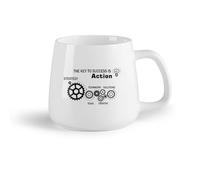 DEBINGY Ceramic Fruit Cup Hot Chocolate Cups Teamwork Gear Motivational Quote The Key to Success is Action Concept Motivational Quote （14oz/400ml） and Microwave-Safe