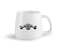 DEBINGY Ceramic Fruit Cup Hot Chocolate Cups Weightlifter with Barbell Bodybuilder Man with Super Muscles in Fitnesscenter Studio （14oz/400ml） Dishwasher Safe