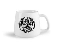 DEBINGY Ceramic Fruit Cup Mug - Ceramic A Fierce intricately Detailed Dragon with Razor-Sharp Wings （14oz/400ml） Restaurant, Office