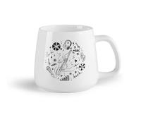 DEBINGY Ceramic Fruit Cup Mug, Coffee/Tea Cup Saxophone Playing new hit Microphone Hand Violin Keys and Flying Notes Music （14oz/400ml） and Microwave-Safe