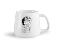 DEBINGY Ceramic Fruit Cup Novelty Ceramic Cup Abstract line of Chinese Gods Kuan yin with Paint （14oz/400ml） Dishwasher and Microwave Safe