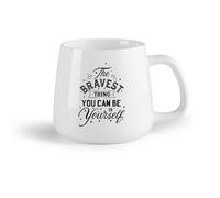 DEBINGY Ceramic Fruit Cup Novelty Tea or Coffee Cup The Most Courageous Quotes to Inspire You （14oz/400ml） for Hot Beverages, Latte, Cappuccino