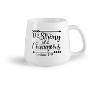 DEBINGY Ceramic Fruit Cup Personalised Mugs Religious Inspirational Quotes Be Strong and Courageous Bible Verses Christian Children （14oz/400ml） Restaurant, Office