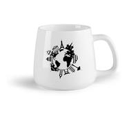 DEBINGY Ceramic Fruit Cup Personalised Mugs Travel Around The World Hot Spots Tourist Map Car （14oz/400ml） Ceramic Coffee Mugs for Home or Work