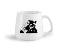 DEBINGY Ceramic Fruit Cup Porcelain Cups Gorilla Thinking Monkey Music DJ Sound Rap Rock Musician （14oz/400ml） Nice Xmas Gift