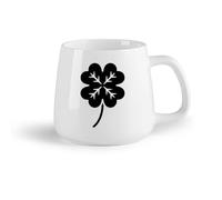 DEBINGY Ceramic Fruit Cup White Ceramic Coffee Mugs 4 Leaf Clover icon Simple and Clean （14oz/400ml） Stylish & Durable - Microwave & Dishwasher Safe