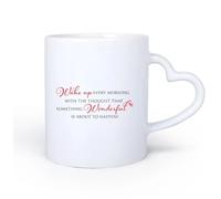 DEBINGY Ceramic Heart-Shaped handleCeramic Coffee Cup Wake Up Every Morning and Think of The Letters of... 11oz/320ml for Home and Office