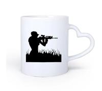 DEBINGY Ceramic Heart-Shaped handleCeramic Coffee Cup War Military Air Force Marines Soldier Girl Sniper 11oz/320ml Ideal for Home & Office Use