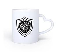 DEBINGY Ceramic Heart-Shaped handleCeramic Cup for Coffee Tea Cocoa the Rune Shield 11oz/320ml for Coffee, Soup, Tea, Milk, Latte, hot Cocoa, Ladies, Men