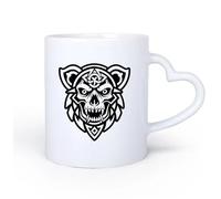 DEBINGY Ceramic Heart-Shaped handleCeramic Drinkware for Home a Glyph Style icon of Viking Bear Symbol 11oz/320ml for Hot Beverages, Latte, Cappuccino